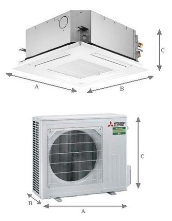 Klimatyzator kasetonowy 4-stronny MITSUBISHI 4,6kW