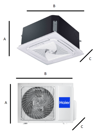 Klimatyzator Haier kasetonowy Cassette typ Mini zwarty 4-stronny przepływ powietrza 5,0 kW